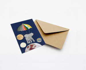 ELEPHANT IN SPACE MINI CARD WITH ENVELOPE