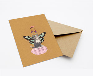 ANGELIC CAT POSTCARD WITH ENVELOPE